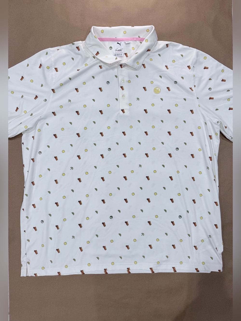 PUMA x Arnold Palmer Polo Men’s XXL White Lemon Drink Print Golf Shirt